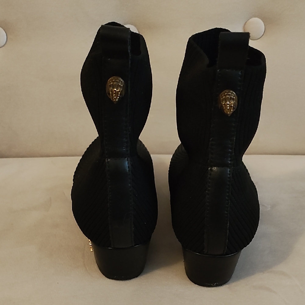 Kurt Geiger Black Mini Elmer Strech Sock Ankle Booties with Gold Detail - Picture 6 of 10